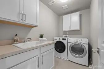 Conveniently located utility room on the upper level - all appliances stay