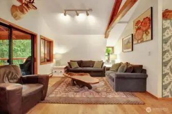 Another view of the living room.  The slider on the left goes out to the large covered deck.