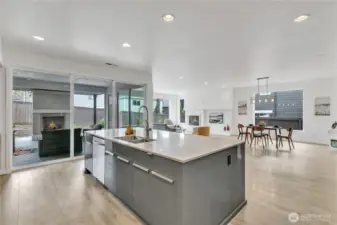 The flow is seamless from the indoor living room to the covered outdoor living room.