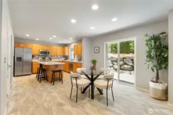Free flowing kitchen eating area.