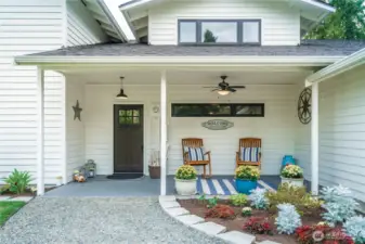 Adorable front porch welcomes you in