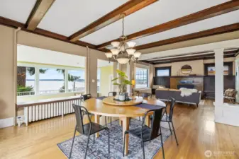Expansive dining room with wonderful westerly and southerly views of Bellingham Bay and the islands.