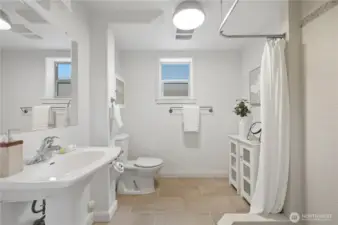 Refreshed 3/4 bath on main level.