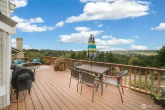 On a clear day, enjoy breathtaking views of the Olympic Mountains to the left, the scenic Port Ludlow golf course, and a captivating natural landscape from an elevated perspective.