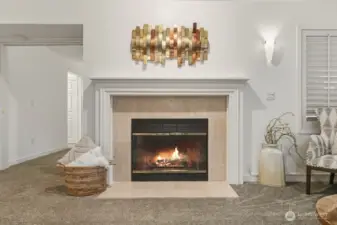 The wood-burning fireplace creates the perfect ambiance for cozy evenings.