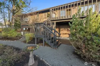 Back yard and main floor deck with stairs
