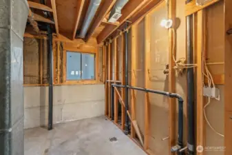 Basement plumbed for a 3/4 bath