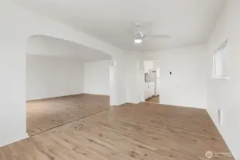 Dining looking into Livingroom on the left, kitchen in front