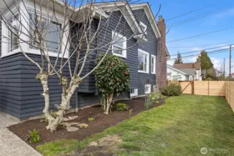 Side yard, fully fenced