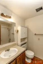 Full bath on upper level.