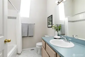 Sunny upper level bathroom
