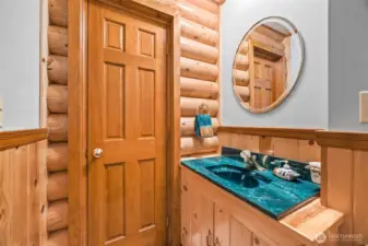 Hosting made easy with two half baths right where you need them most