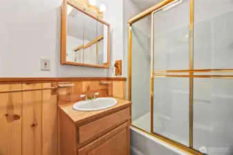 Thoughtful design meets function: full bathroom downstairs for all your needs.