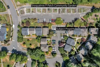 Aerial of location of home, Pea Patch and Trails