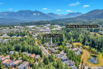 Aerial of home location and Snoqualmie Ridge