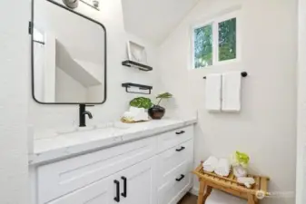 Vanity in primary bathroom