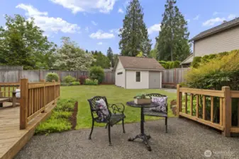 Detached outbuilding is fully finished and has power. A perfect artist studio, yoga studio, shop, or office.