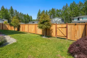 Fully fenced back yard.