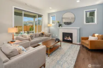 Gas fireplace.