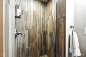 Updated shower surround in the guest shower.