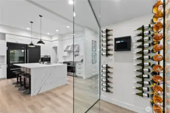 Stunning glass-enclosed, UL-certified wine fridge, digital thermostat controls humidity, fans, heating and cooling