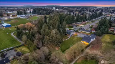 Truly nestled in town with a out in the woods feel.  Perfect combination.