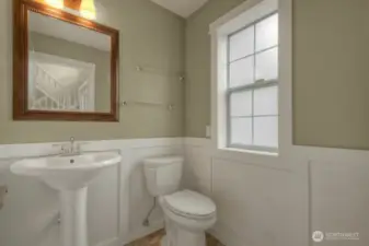 Convenient half bath on main floor