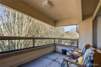 Private Covered Balcony with Park View