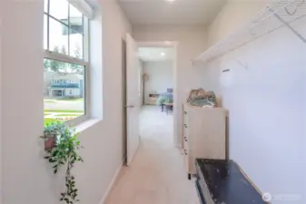 View of primary bedroom from walk-in closet.