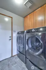 Laundry is just off of the kitchen.  Door leads to the garage. Washer and dryer are included.