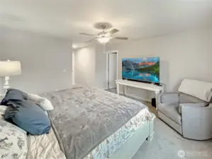 Another view of primary shows access to luxury bath.  Large walk in is to the left as you enter the suite.