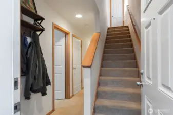 one bed, 3/4 bath, laundry and garage on entry level