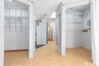 Two Walk-in Closets in Master Bedroom