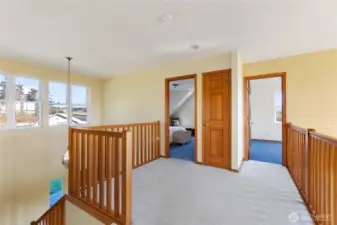 Loft area that is open on both sides.