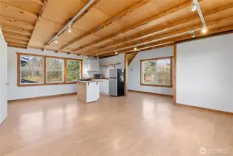 Studio apartment above garage with 3/4 bath and washer & dryer