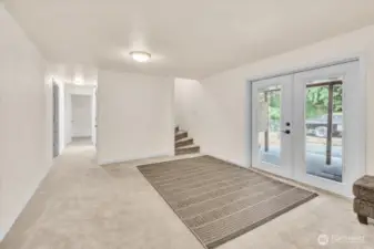 French doors to backyard patio