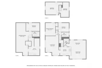 Floor plans for all three levels.