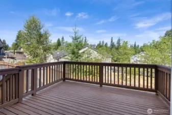 Refreshed back deck overlooking the yard!