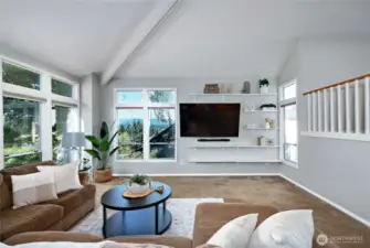 Front living room with amazing views of the Olympics.