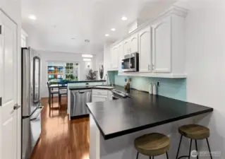 Kitchen with honed granite countertops