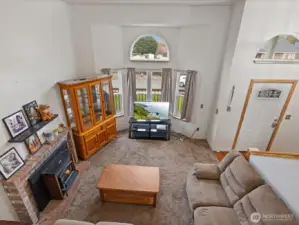 Looking down at main level