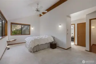 Primary en-suite with soaring ceilings.