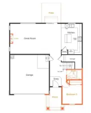 Main floor with patio