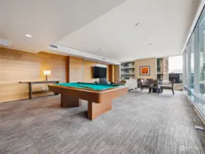 One of two exclusive resident lounges on the 18th floor, this vibrant space features a pool table, TV, and gaming area - perfect for fun and socializing.