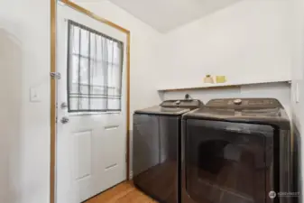 Laundry area and door to backyard