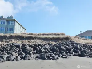Rear view of the lot/rock bulkhead taken from the Beach.