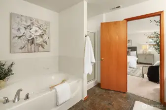 Primary Suite soaking tub and separate shower