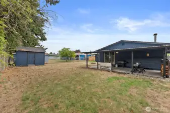 Large fenced backyard