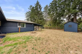 Large fenced backyard