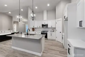 Spacious Kitchen with Storage Pantry, Quartz Counters, & SS Appliances